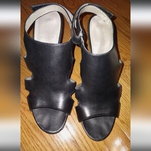 Women's Black Leather Sandals
